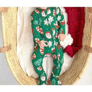 NEW LEV BABY kid's dash zippered footie in green